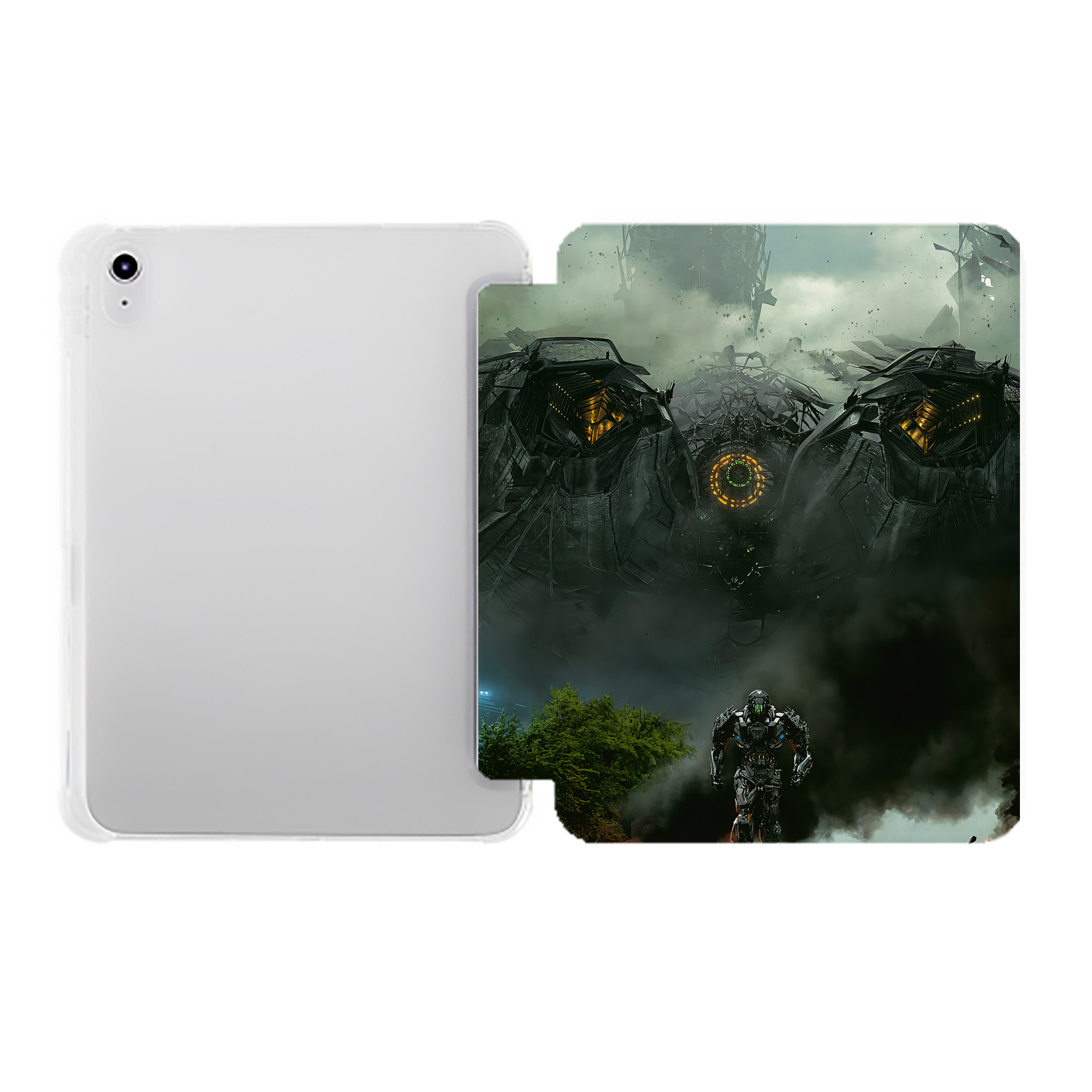 （画像用） Transformers トランスフォーマー IPad ケース ペン収納付き 三つ折りスタンド PUレザー×シリコン 対応機種9.5/10.5/10.9インチ
